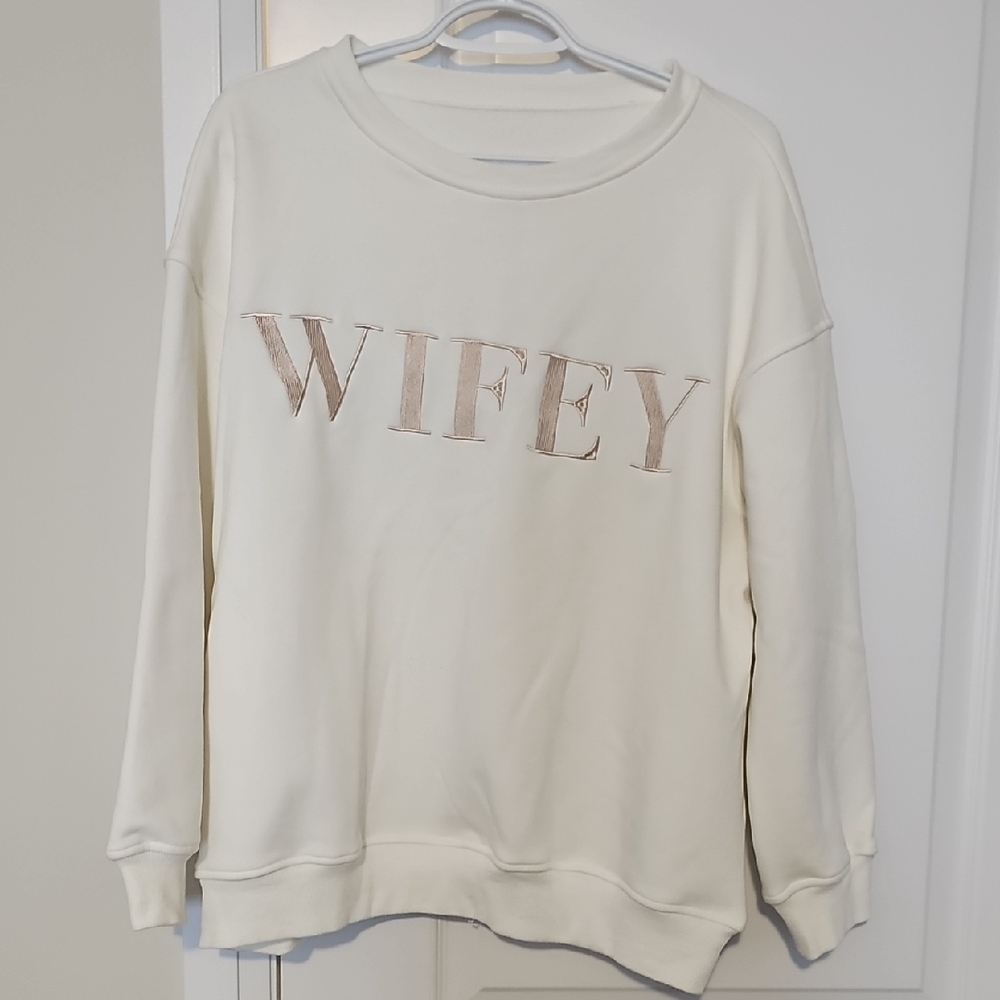 Wifey Crewneck Sweater - Cream